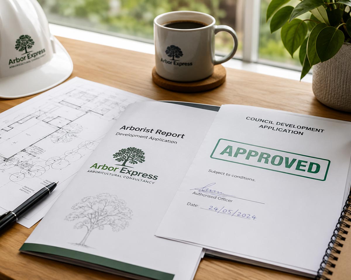 Development Application (DA) Arborist report prepared for council approval by Arbor Express